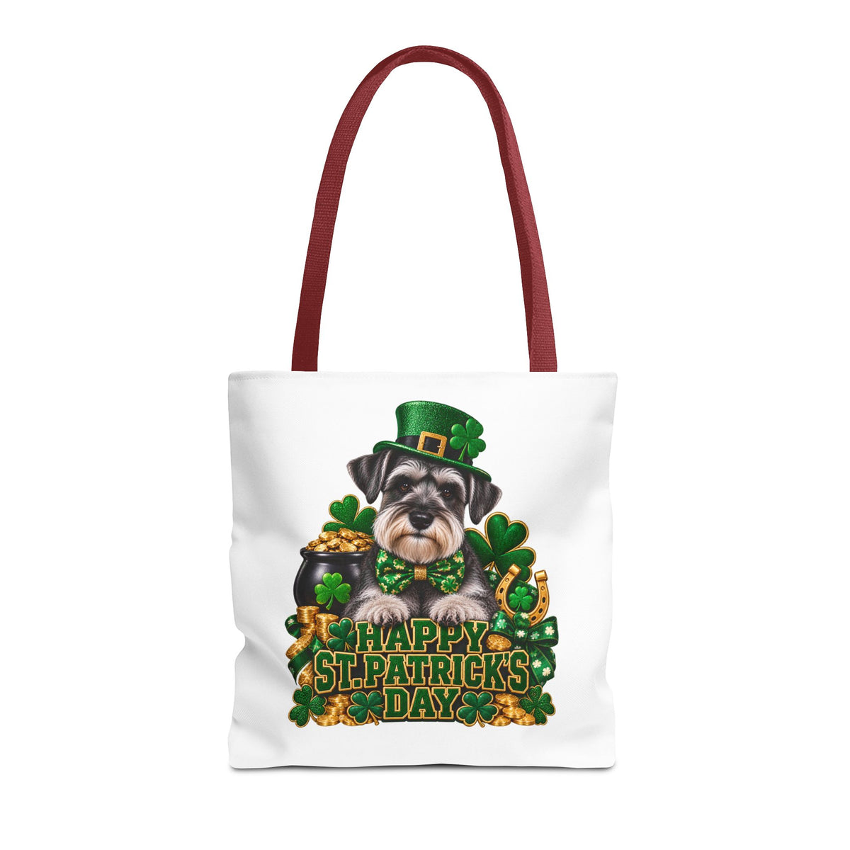 St. Patrick’s Day Schnauzer Tote Bag — Happy St. Patrick’s Day Shamrock & Gold Pot Gift