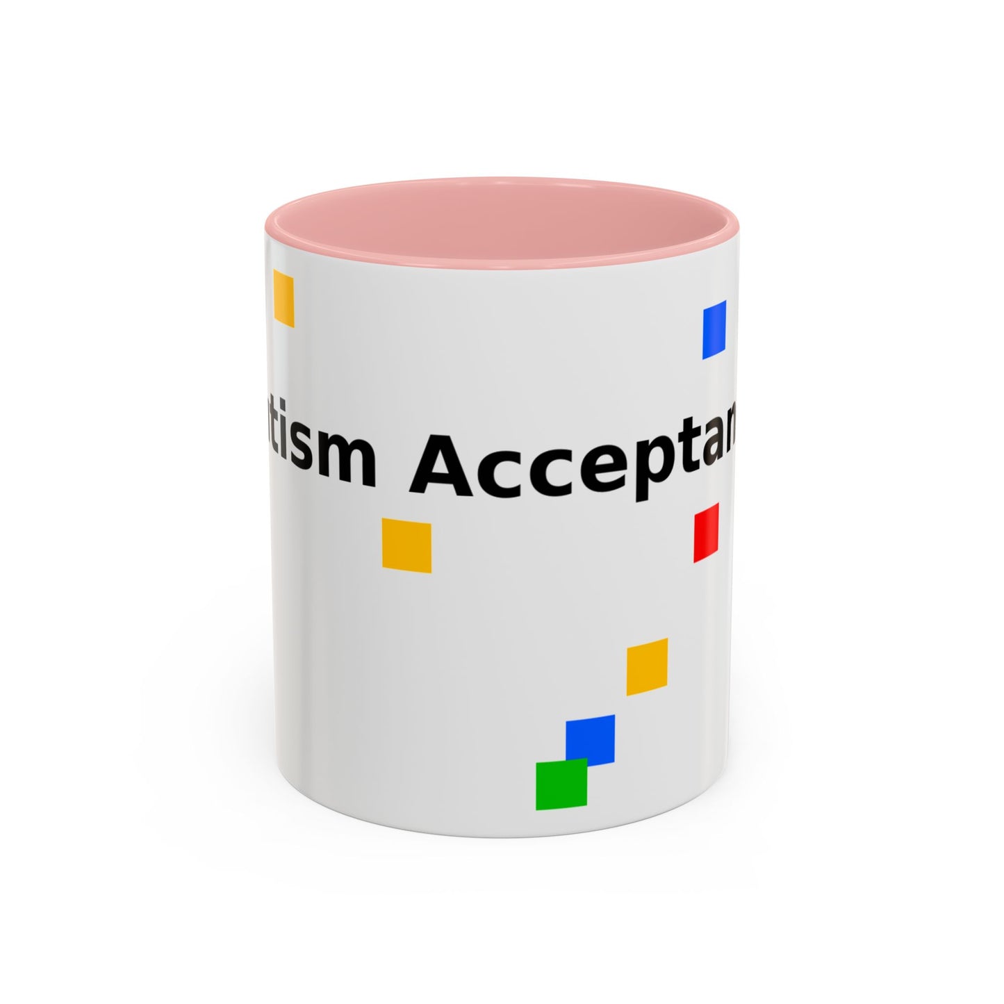 Autism Acceptance Accent Coffee Mug – Colorful Puzzle Square Design (11/15 oz)
