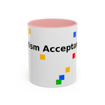 Autism Acceptance Accent Coffee Mug – Colorful Puzzle Square Design (11/15 oz)