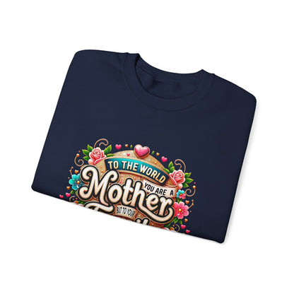 Mother & Family Crewneck Sweatshirt — "To the World You Are a Mother" Floral Gift