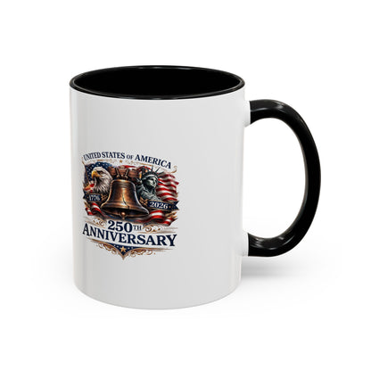 250th Anniversary Accent Coffee Mug — Patriotic United States Bell & Eagle Design (11/15 oz)