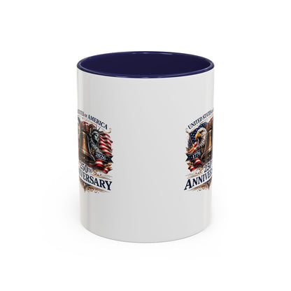250th Anniversary Accent Coffee Mug — Patriotic United States Bell & Eagle Design (11/15 oz)