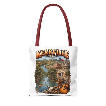 Kerrville Texas Scenic Tote Bag — River, Guitar & Hill Country Souvenir