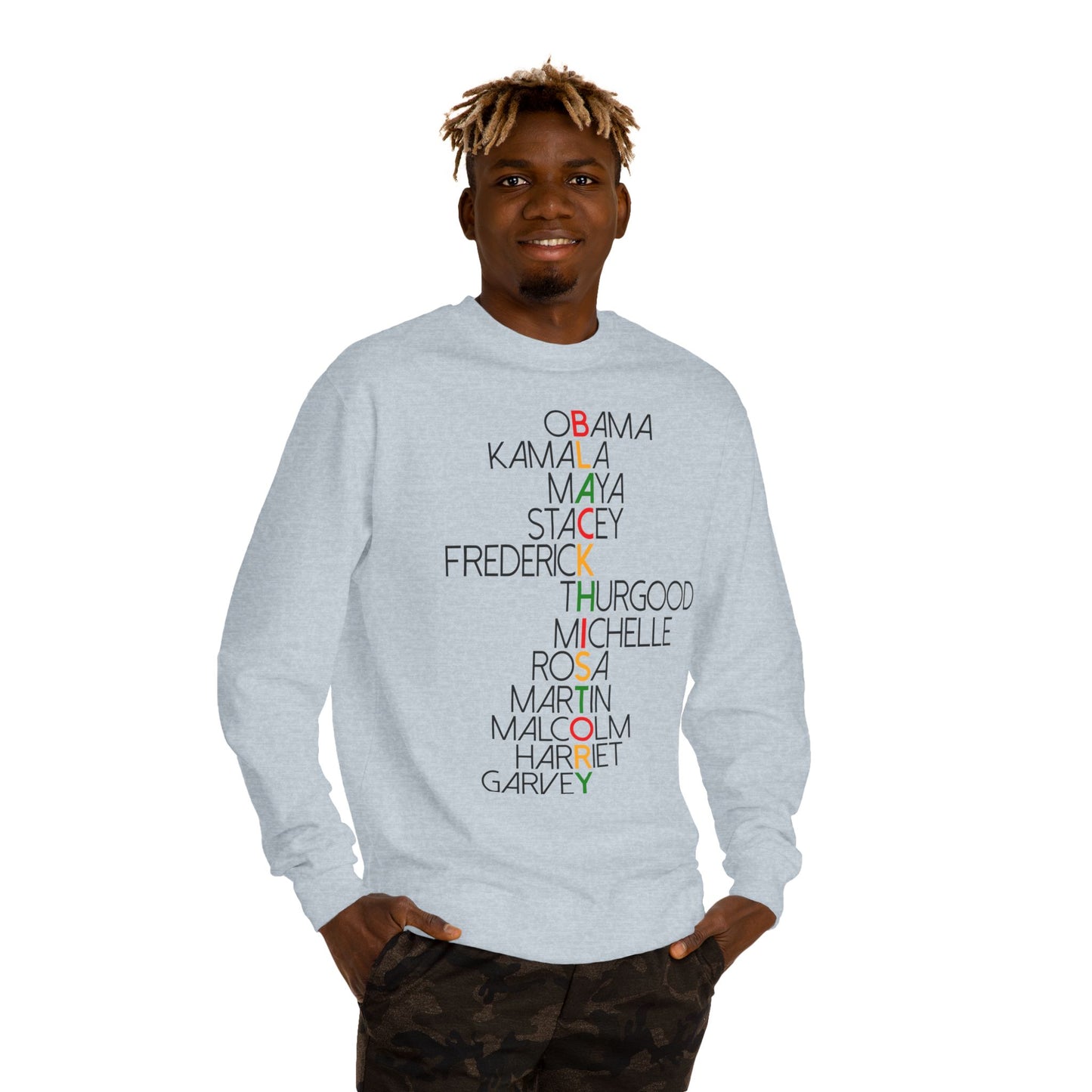 Black History Leaders Crewneck Sweatshirt — Names of Influential Black Figures