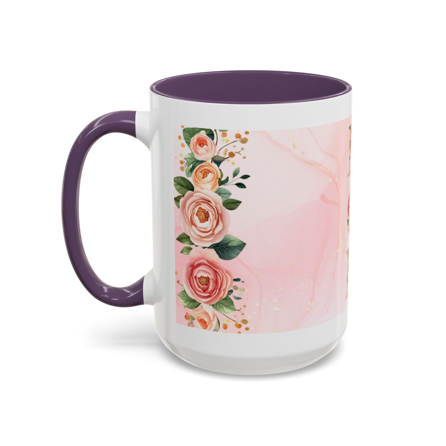 Mom Floral Accent Coffee Mug – Pink Rose Mother's Day Gift (11/15 oz)