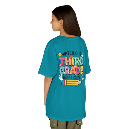 Third Grade Back to School Kids Tee — "Watch Out Third Grade Here I Come"