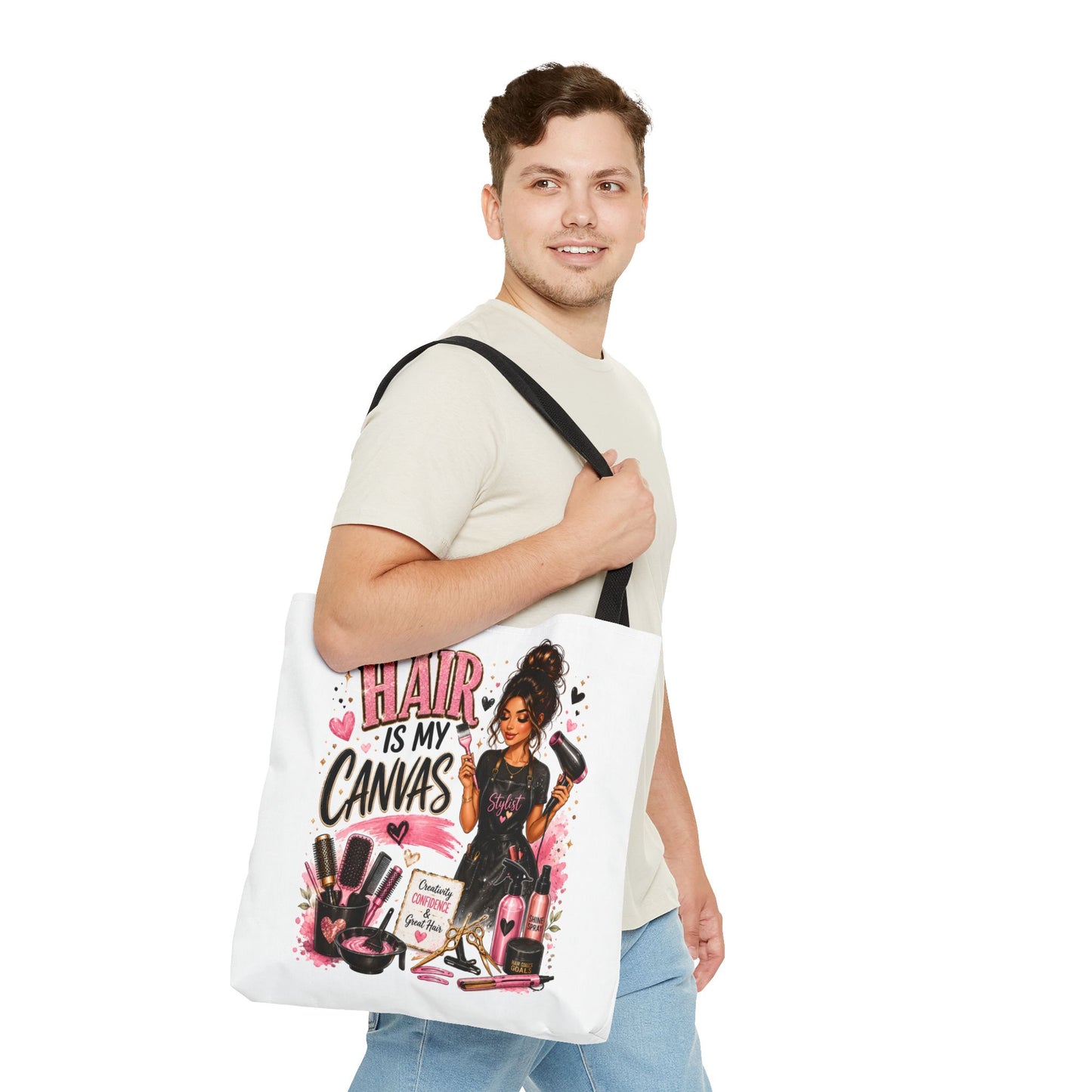 Hair Is My Canvas Tote Bag — Stylist Makeup Artist Cosmetic Accessories Tote
