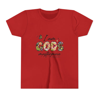 I Am God’s Masterpiece Youth Tee — Floral Christian Inspirational Shirt