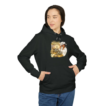 First Lady Portrait Hoodie — Elegant Gold Rose Graphic