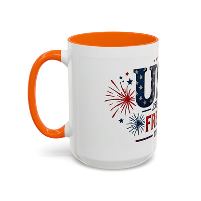 USA 250 Years of Freedom Accent Coffee Mug – 1776–2026 Patriotic Fourth of July Gift