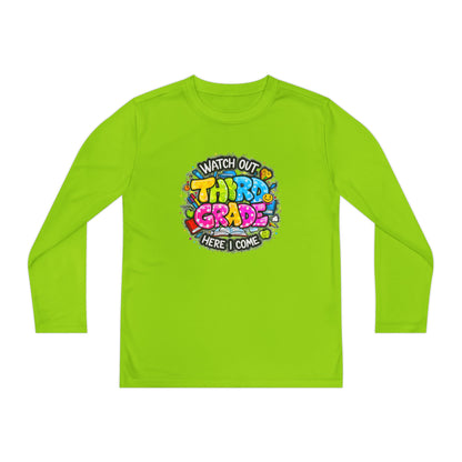Youth Long Sleeve Tee — "Watch Out Third Grade Here I Come" Back-to-School Shirt