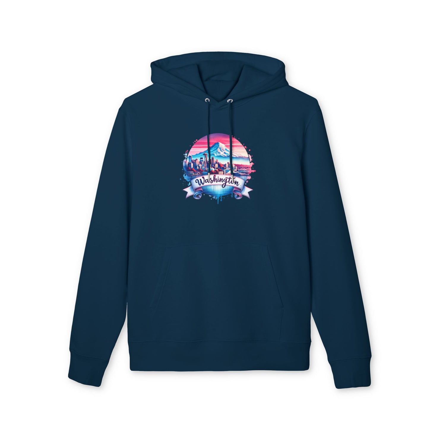 Washington State Skyline Hoodie — Retro Mt. Rainier Travel Pullover
