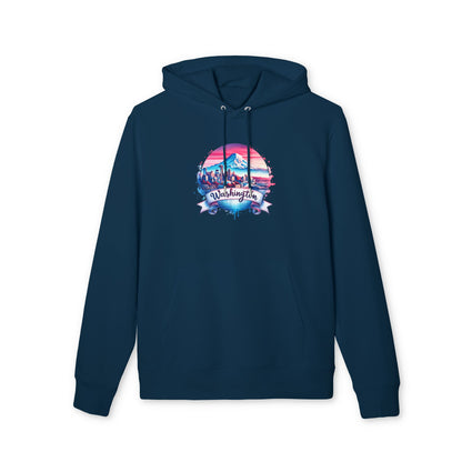 Washington State Skyline Hoodie — Retro Mt. Rainier Travel Pullover