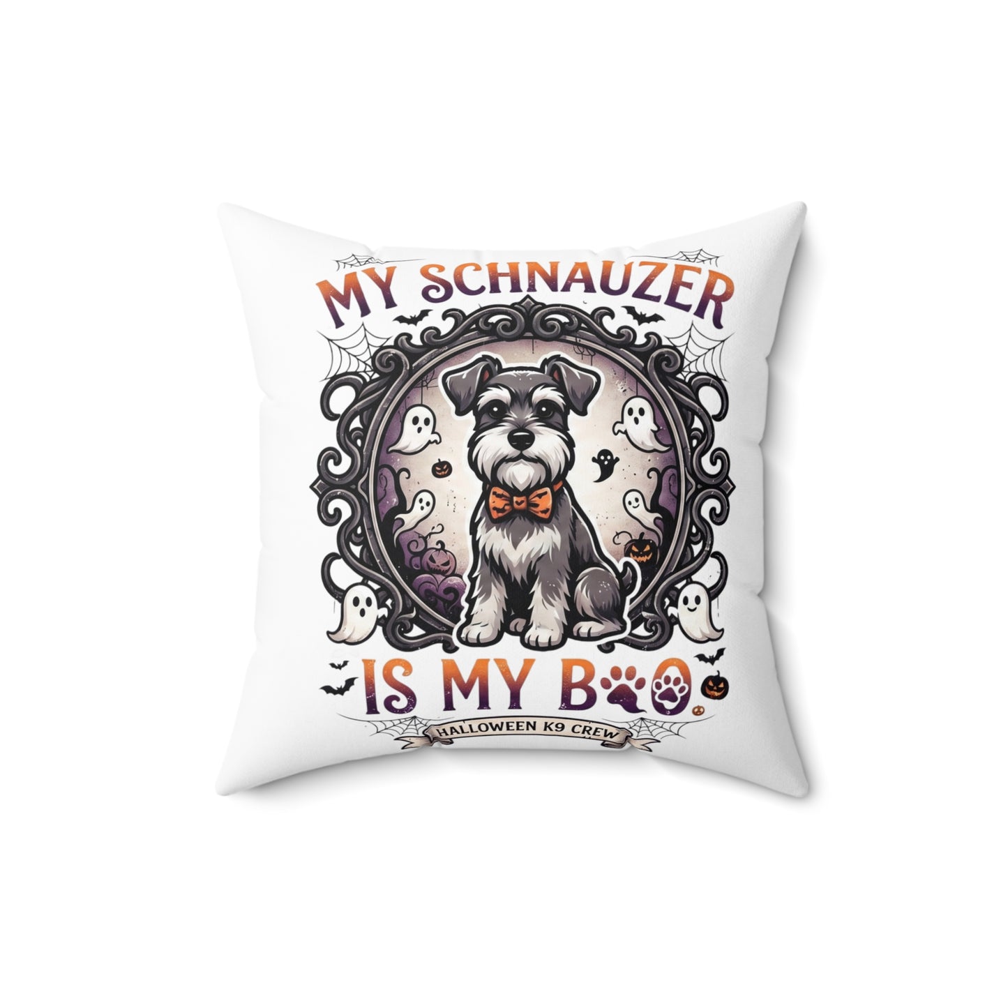 My Schnauzer Is My Boo Halloween Pillow - Cute Dog Decorative Throw Pillow