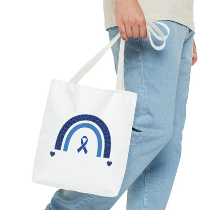 Blue Awareness Ribbon Rainbow Tote Bag – Support & Hope Everyday Tote