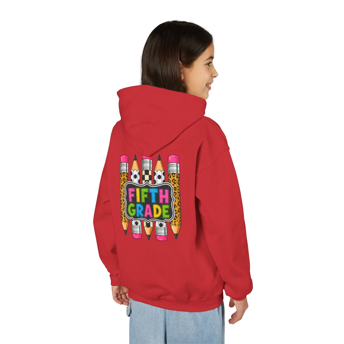 Fifth Grade Kids Hoodie — Colorful Pencil Back‑to‑School Sweatshirt for Students