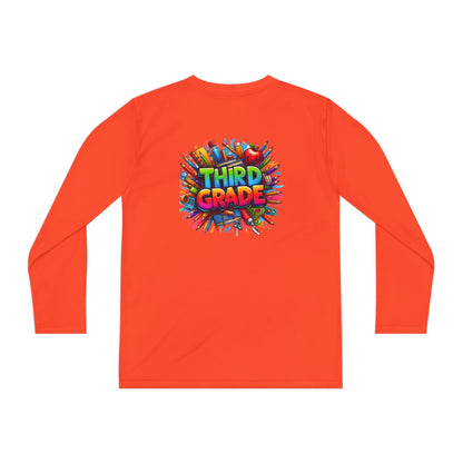 Third Grade Youth Long Sleeve Tee — Colorful School Supplies Design