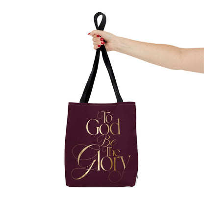 To God Be The Glory Burgundy Tote Bag — Inspirational Christian Scripture Tote