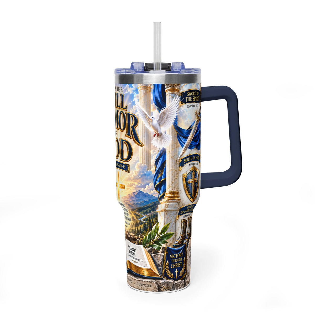 Armor of God 40oz Thermal Tumbler — Christian Inspirational Travel Mug