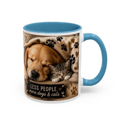Dog & Cat Coffee Mug - "Less People, More Dogs & Cats" Accent Ceramic Mug