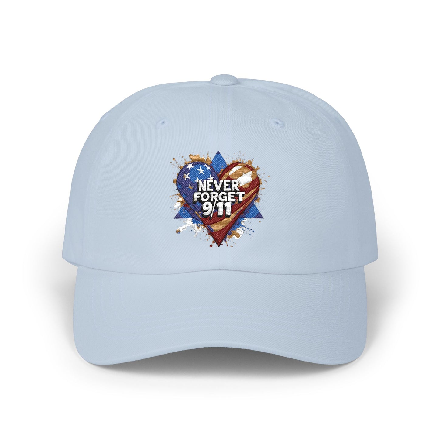 Dad Cap - "Never Forget 9/11" Heart American Flag Tribute Cap