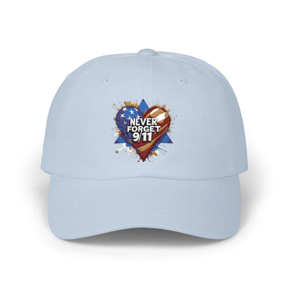 Dad Cap - "Never Forget 9/11" Heart American Flag Tribute Cap