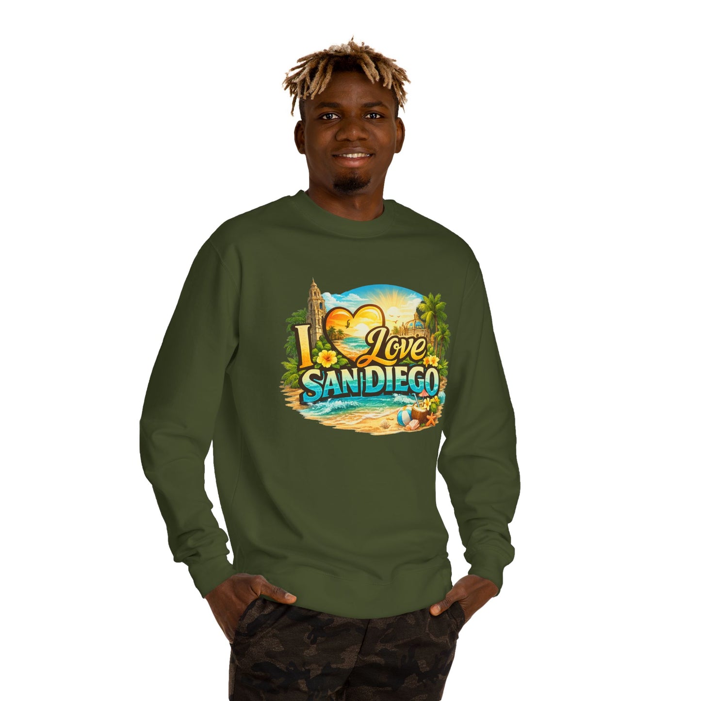 San Diego Sweatshirt — "I Love San Diego" Beach Graphic Crewneck