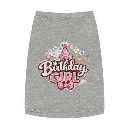 Birthday Girl Pet Tank Top - Pink Party Hat Dog/Cat Tee