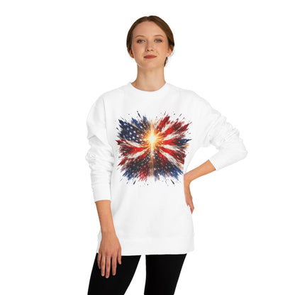 American Flag Burst Sweatshirt — Patriotic Firework Crewneck