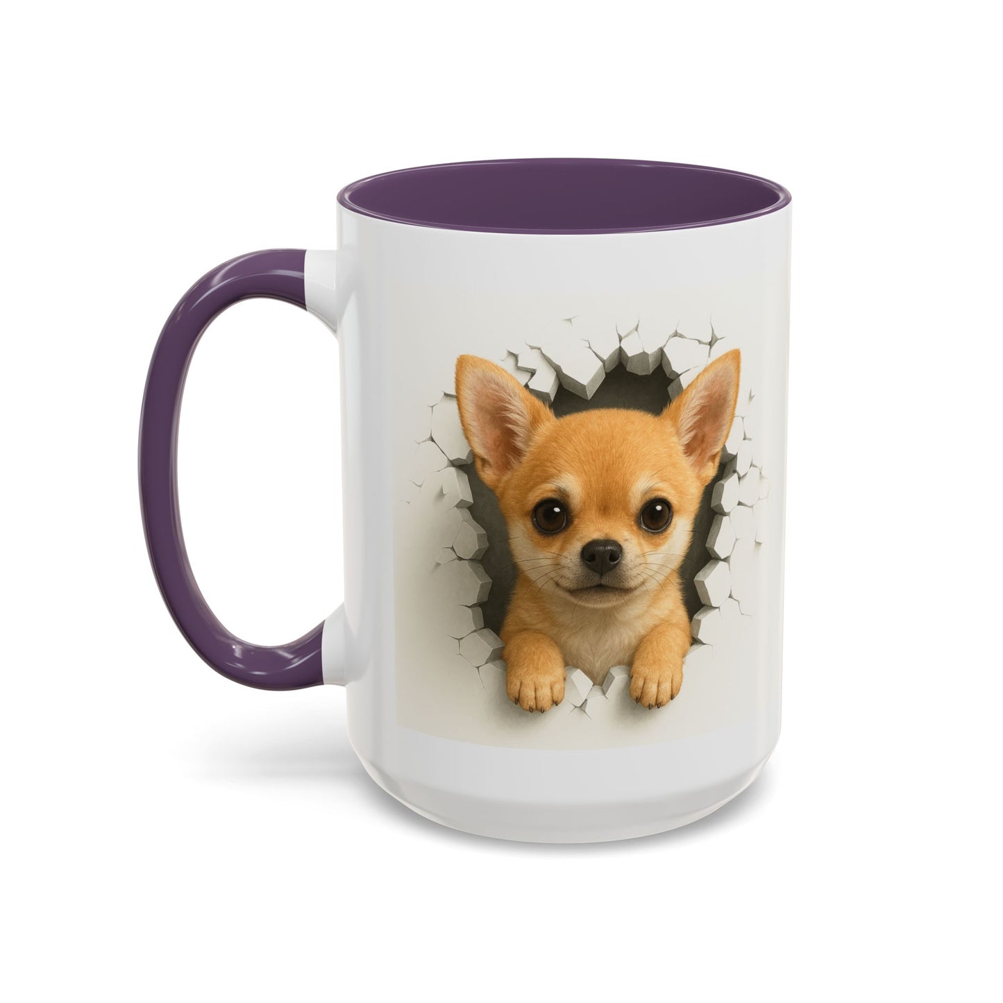 Chihuahua Peek-A-Boo Accent Coffee Mug – Cute Dog Lover Gift (11/15 oz)