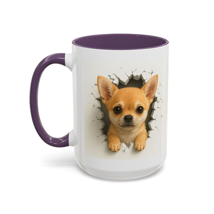 Chihuahua Peek-A-Boo Accent Coffee Mug – Cute Dog Lover Gift (11/15 oz)