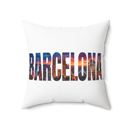 Barcelona Cityscape Throw Pillow — Travel Souvenir Decorative Pillow