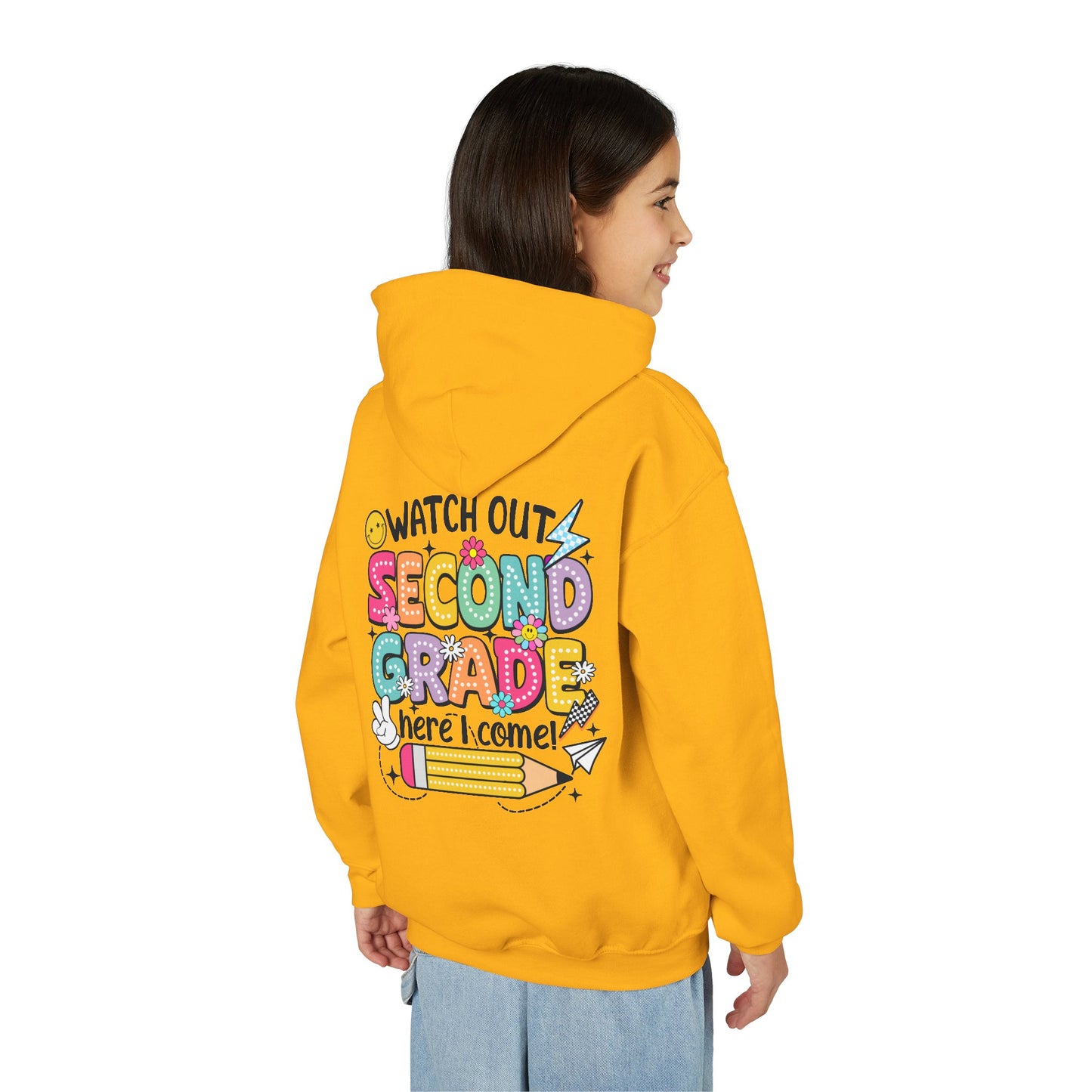 Second Grade Hoodie - "Watch Out Second Grade Here I Come" Back-to-School Kids Sweatshirt