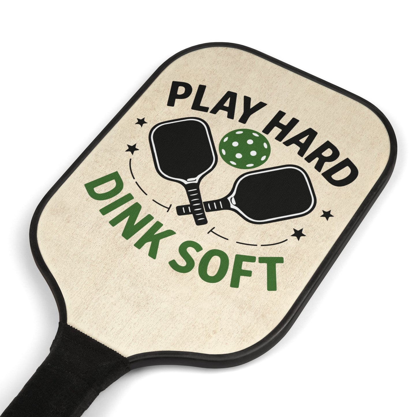 Pickleball Paddle Set — "Play Hard Dink Soft" Graphic Kit (2 Paddles + Balls)