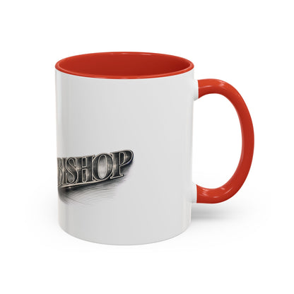 Vintage 'Bishop' Accent Coffee Mug — Retro Metallic Text Ceramic Mug (11/15oz)