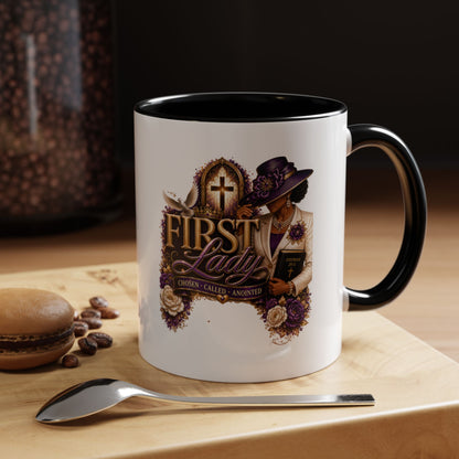 First Lady Church Coffee Mug — Elegant Purple Hat Gospel Tea Cup (11/15oz)