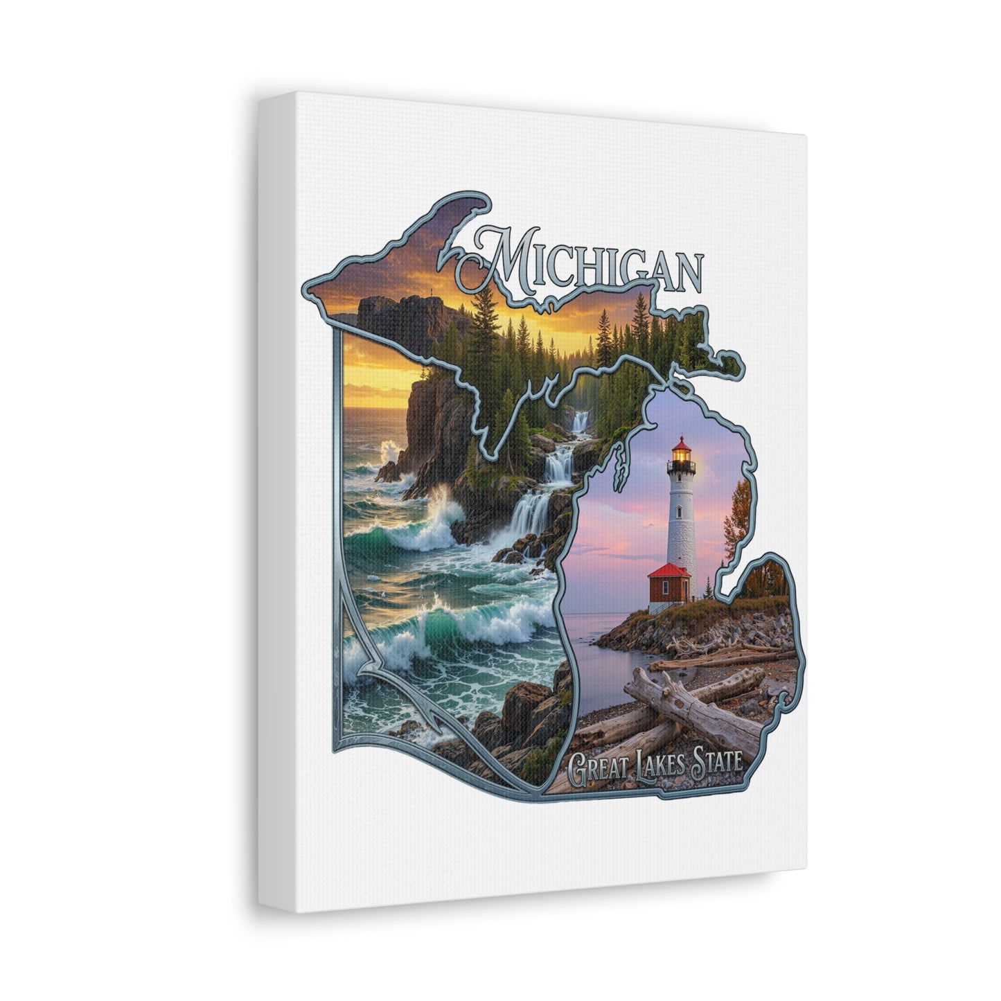 Michigan Scenic Canvas Print — Great Lakes Lighthouse Wall Art