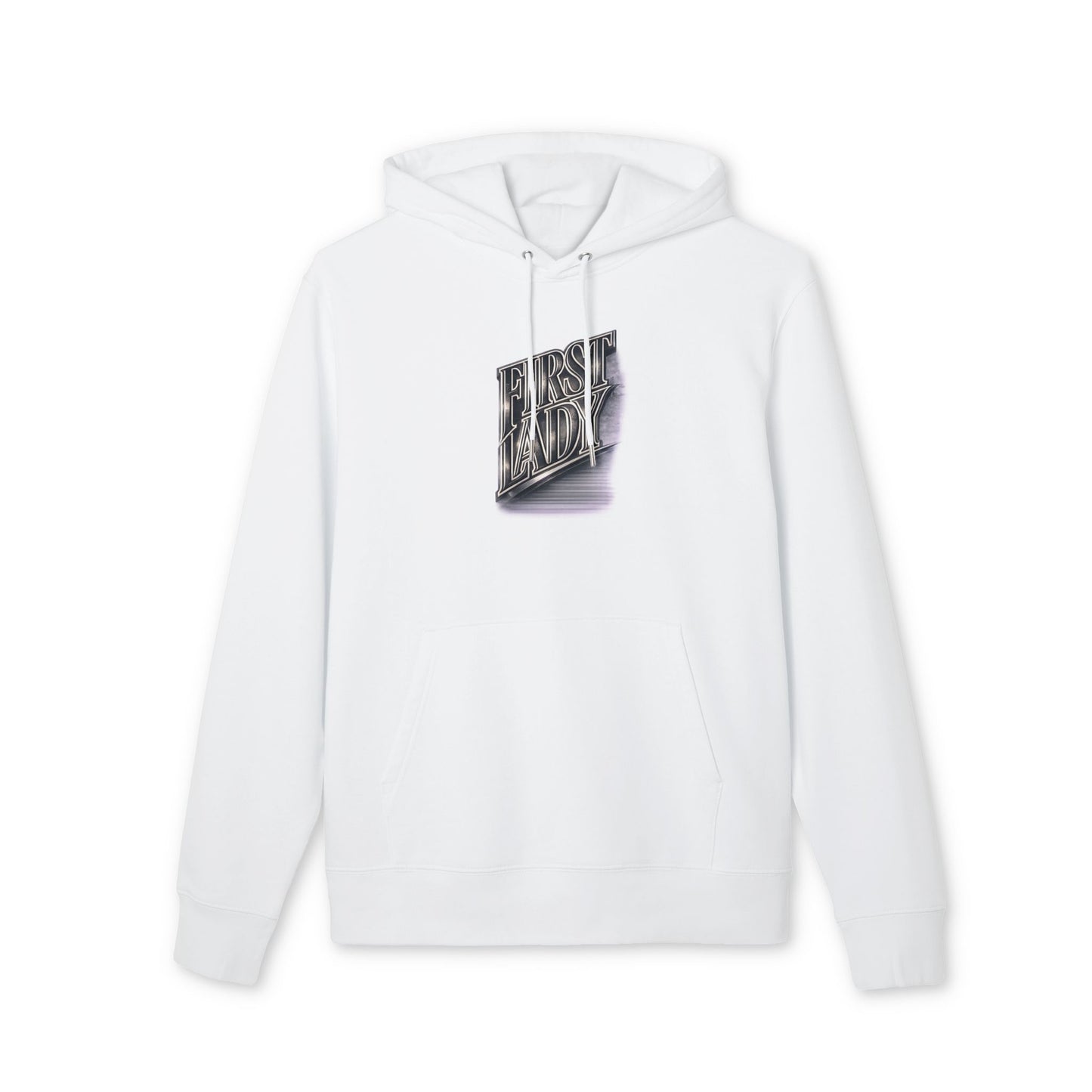 First Lady Graphic Hoodie — Retro Metallic Lettering Pullover