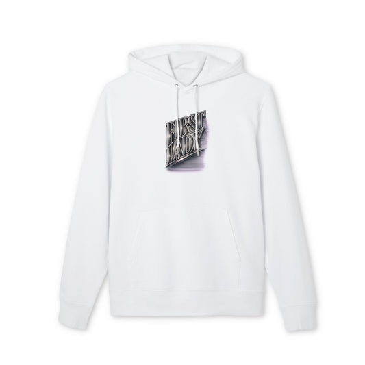 First Lady Graphic Hoodie — Retro Metallic Lettering Pullover