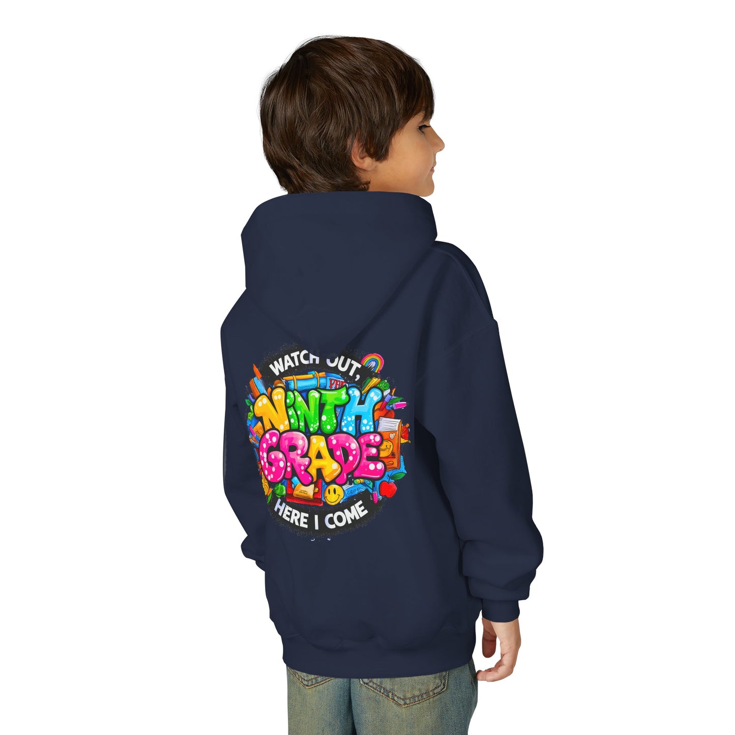 Kids' 4th Grade Hoodie – "Watch Out 4th Grade Here I Come" Colorful Back-to-School Sweatshirt