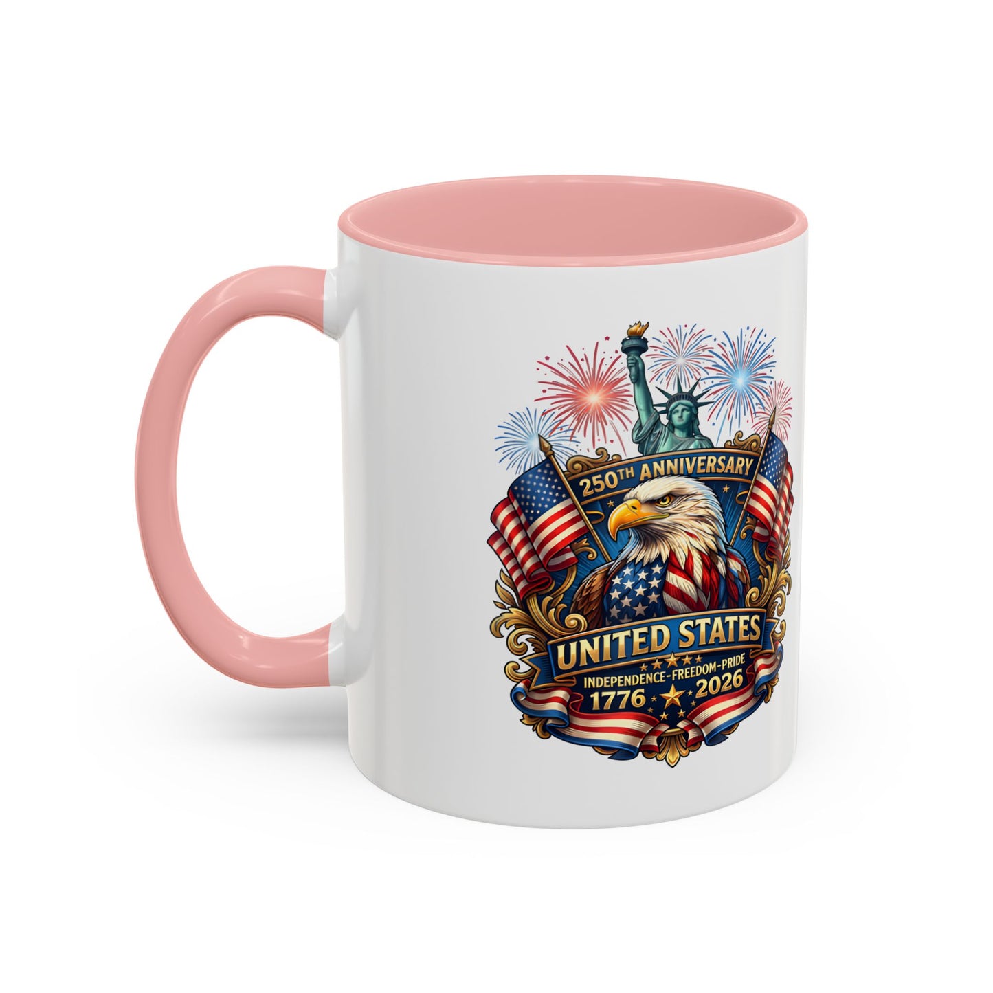 Patriotic Coffee Mug — United States 250th Anniversary Eagle & Fireworks (11/15oz)