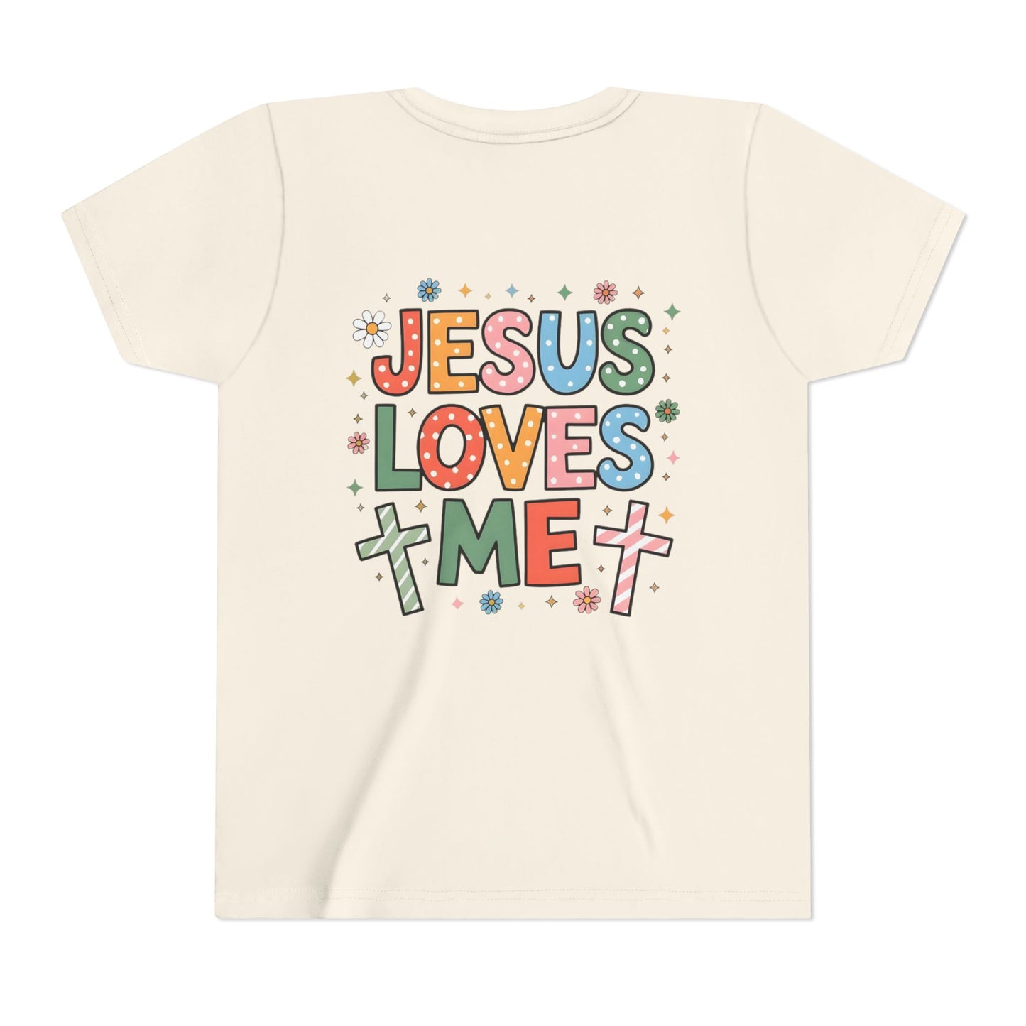 Youth Tee — "Jesus Loves Me" Colorful Christian Kids T-Shirt