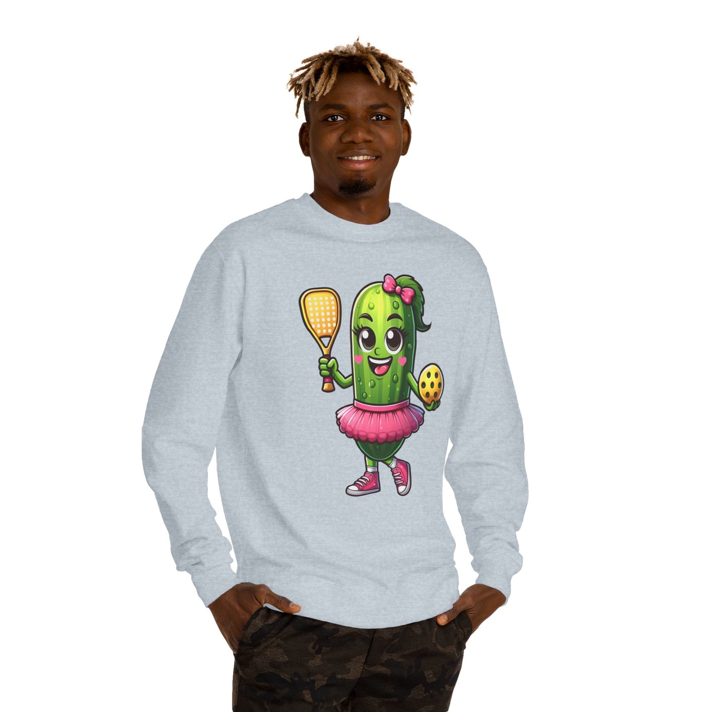 Pickle Paddle T-Shirt — Cute Pickle Playing Pickleball Crewneck