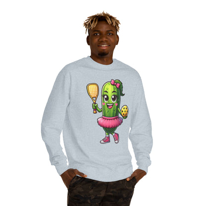 Pickle Paddle T-Shirt — Cute Pickle Playing Pickleball Crewneck