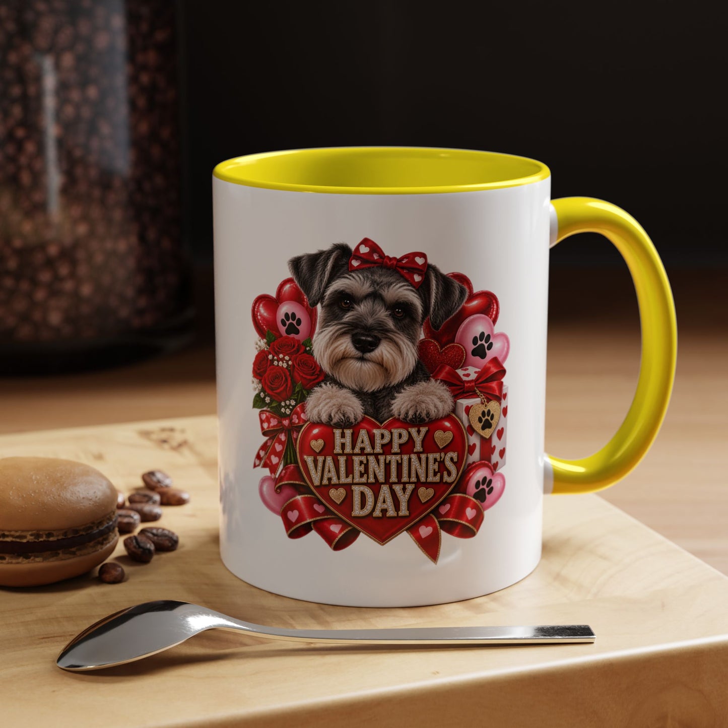 Valentine’s Day Dog Coffee Mug — "Happy Valentine’s Day" Accent Mug