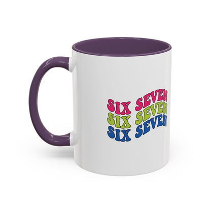 Six Seven Retro Accent Coffee Mug — Colorful 11/15oz Ceramic Tea Cup