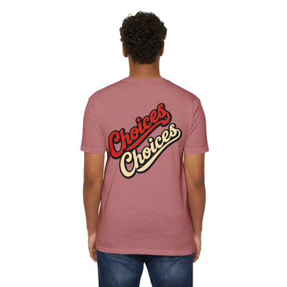 Choices Script T-Shirt — Retro Double-Word Graphic Tee