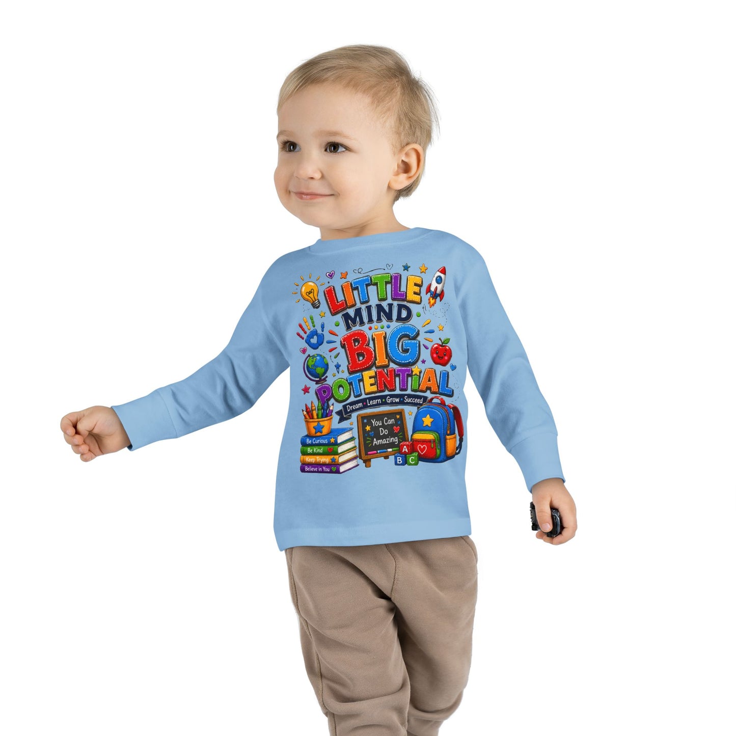 Toddler Tee — "Little Mind Big Potential" Back-to-School Long Sleeve