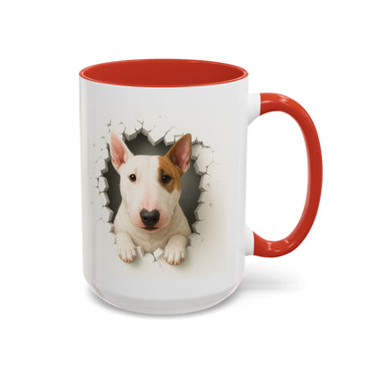 Bull Terrier Coffee Mug — Cute Dog Peeking Accent Mug (11/15oz)