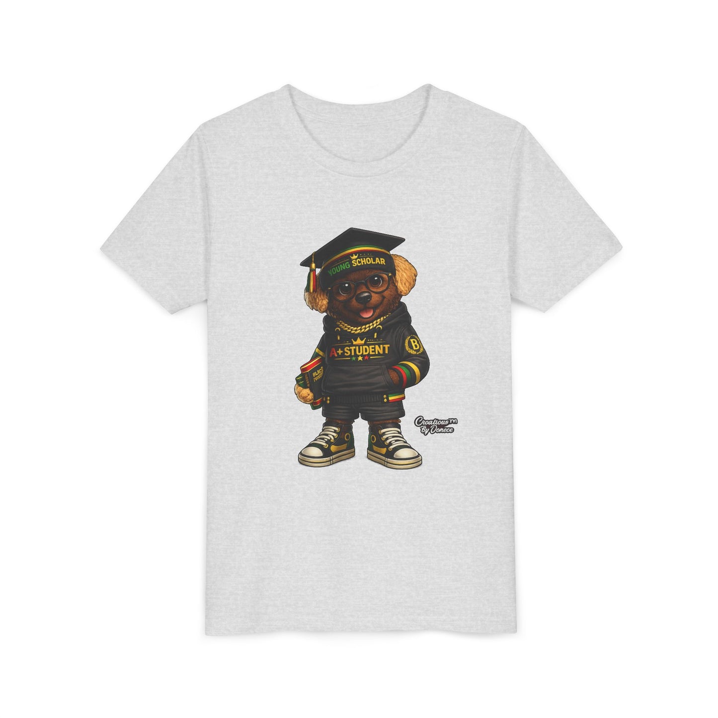 Youth Tee — Scholar Student Bear Graduation Graphic
